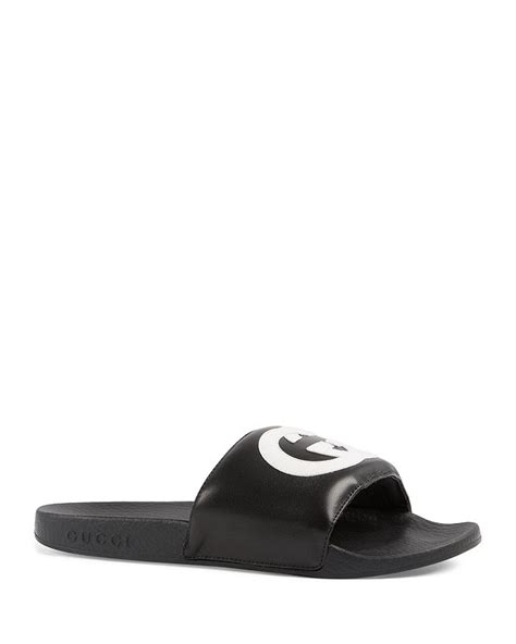 pursuit slide guccy nero|Women's slide sandal with Interlocking G .